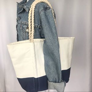 Neiman Marcus Canvas Tote bag with Rope Handle